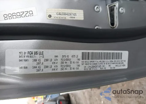 2016 Jeep Compass Sport Se z USA, uszkodzony, nr VIN 1C4NJDBB4GD671425